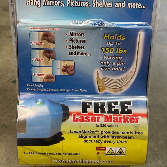 Hercules Hook 20 Pack w Laser Marker As Seen On TV New Sealed NOS - Picture 3 of 6